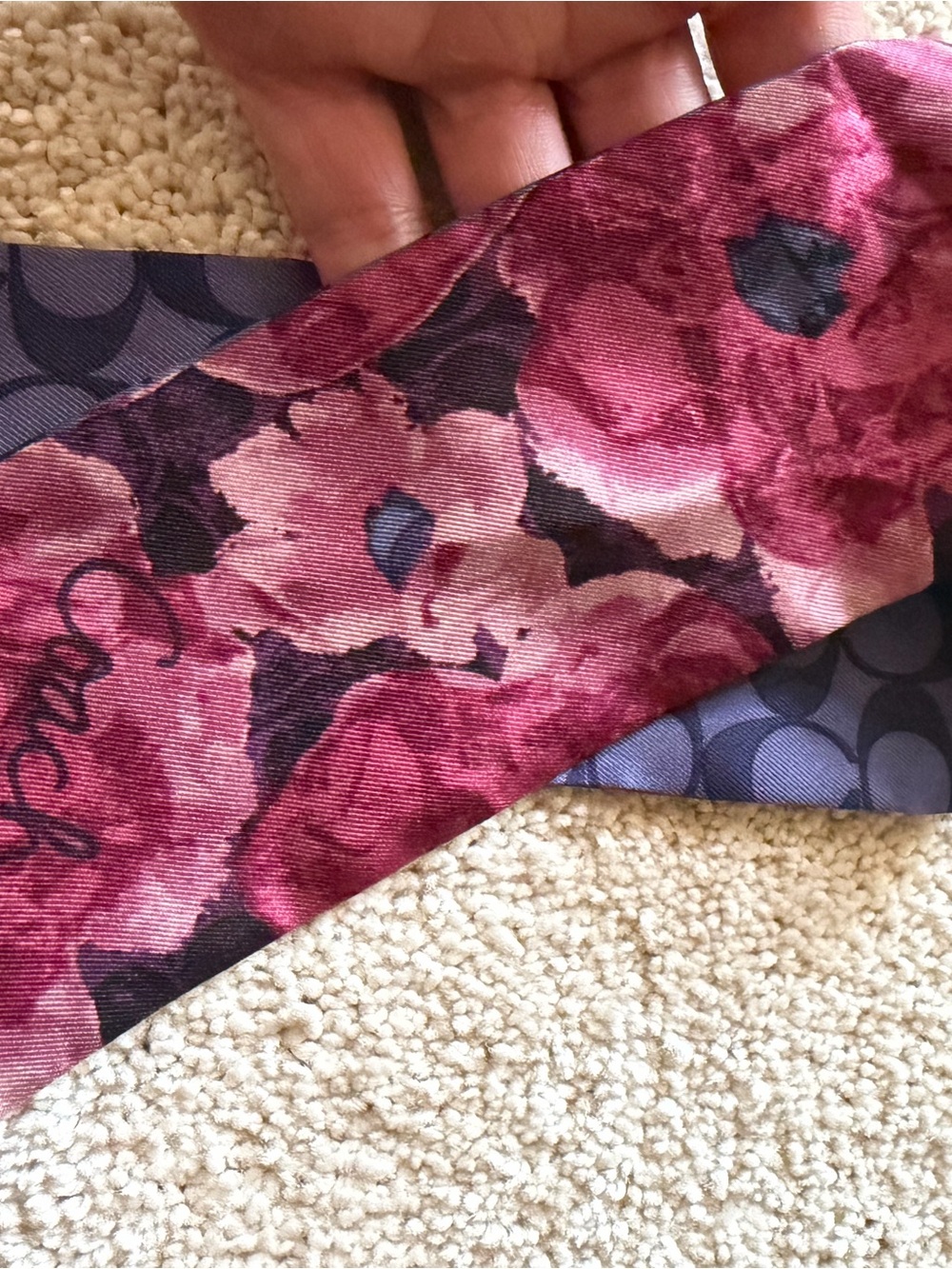 Coach Floral Silk Twilly - Pink & Blue